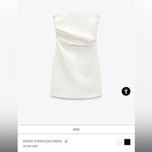 Zara simple white mini strapless dress.